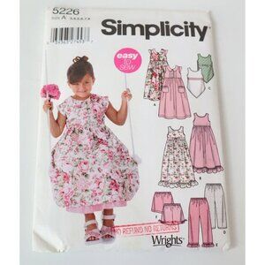 Simplicity 5226 Sewing Pattern Child's Dress Slip Dress Top Pants Shorts  Size 3